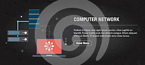 Computer network banner internet with icons in vector