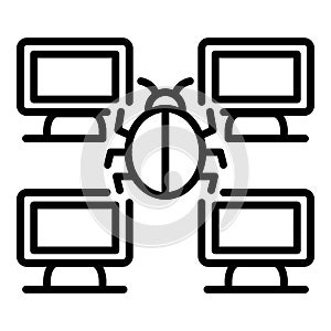 Computer network bug icon, outline style