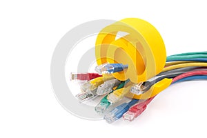 Computer network cables and email symbol