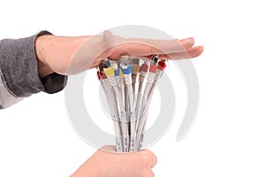 Computer network cables in the hands