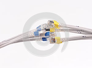 computer network cables over grey background