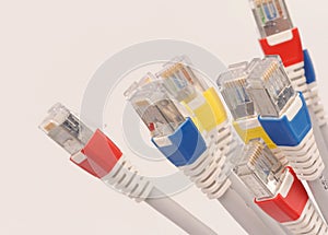 computer network cables over the grey background