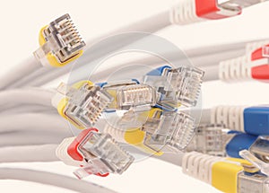 computer network cables over the grey background