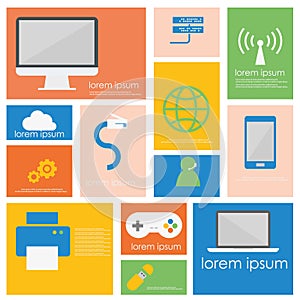 Computer network connection and smart device icon set