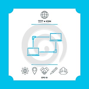 Computer Network, Data Exchange, Transfer Concept Icon