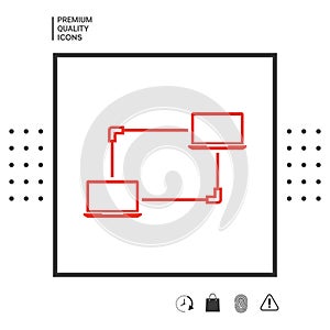 Computer Network, Data Exchange, Transfer Concept Icon