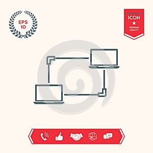 Computer Network, Data Exchange, Transfer Concept Icon