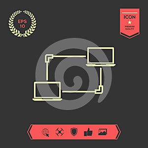 Computer Network, Data Exchange, Transfer Concept Icon