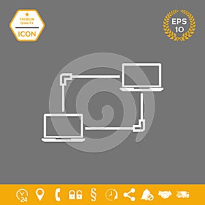 Computer Network, Data Exchange, Transfer Concept Icon