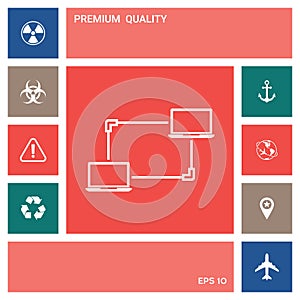 Computer Network, Data Exchange, Transfer Concept Icon