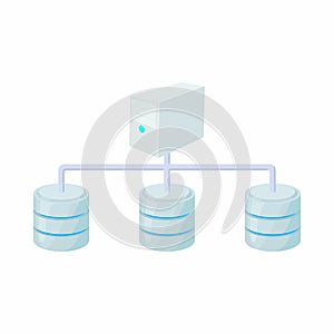 Computer network database icon, cartoon style