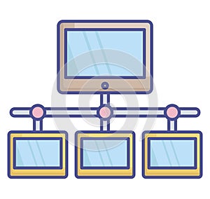 Computer network Fill Vector icon which can easily modify or edit