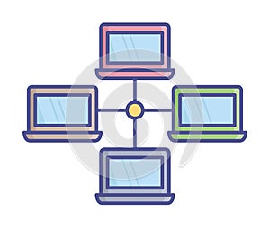 Computer network Fill Vector icon which can easily modify or edit