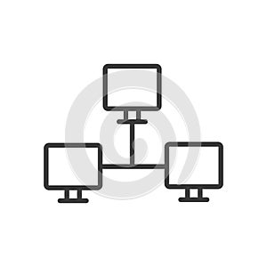 Computer Network, icon in line design. Computer, network, connectivity, data, communication, infrastructure, security on