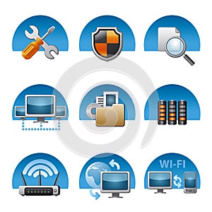 Computer network icon set