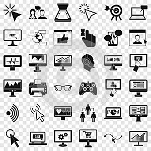 Computer network icons set, simple style