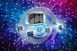 Computer Network, Internet Communication, isolated in white background. 3d rendering