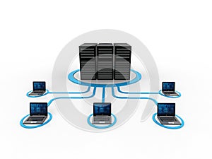 Computer Network, Internet Communication, isolated in white background. 3d rendering