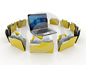 Computer Network, Internet Communication, isolated in white background. 3d rendering