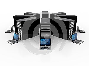 Computer Network, Internet Communication, isolated in white background. 3d rendering