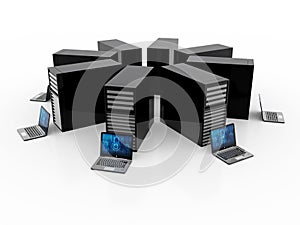 Computer Network, Internet Communication, isolated in white background. 3d rendering