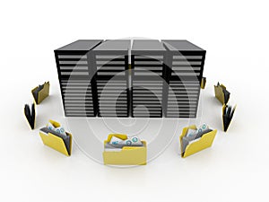 Computer Network, Internet Communication, isolated in white background. 3d rendering