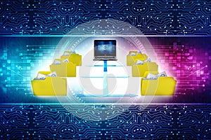 Computer Network, Internet Communication in technology background. 3d rendering