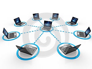 Computer Network isolated in white background. Network Connection, Internet background. 3d render