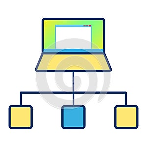 Fun Computer network line icon.
