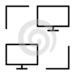 Computer Network Line Icon. LAN Vector Simple Minimal 96x96 Pictogram