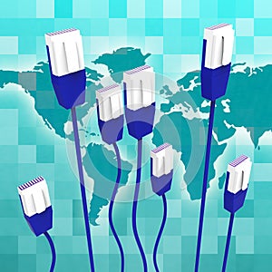 Computer Network Means Global Communications And Cable