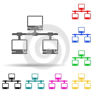 computer network multi color style icon. Simple glyph, flat vector of cyber security icons for ui and ux, website or mobile