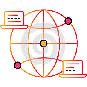 Computer network outline icon cloud computing tech