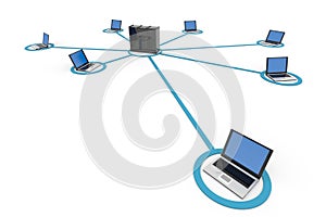 Computer network with server. Concept.