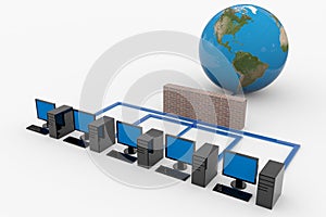 Computer network with server and firewall