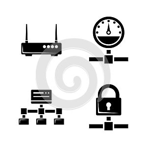 Computer Network. Simple Related Vector Icons