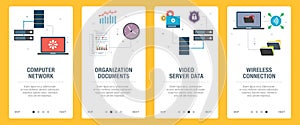 Computer, network, wireless, connection, server and data ?icons. Concepts of