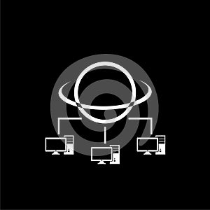 Computer networking icon isolated on dark background