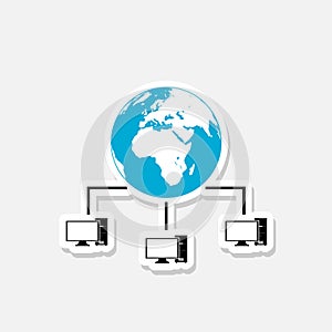 Computer networking icon isolated on gray background