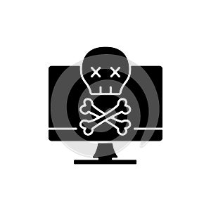 Computer not starting black glyph icon