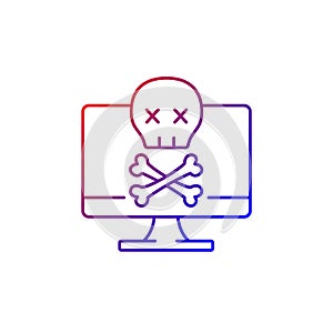 Computer not starting gradient linear vector icon