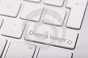 Computer notebook keyboard with Divorce lawyer key