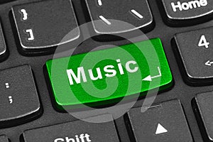 Computer notebook keyboard with Music key