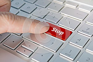 Computer notebook keyboard with Stop key - technology background