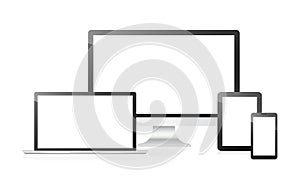 Computer, notebook, tablet and phone.