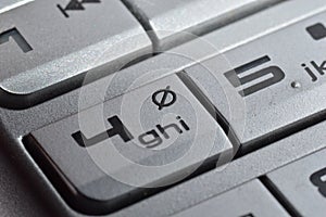Computer numerical keyboard in grey color
