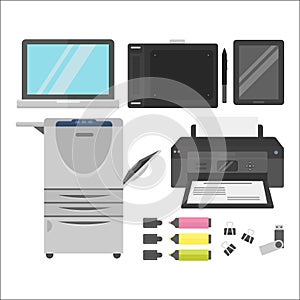 Computer office equipment vector