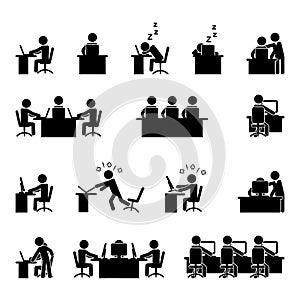 Computer and office work icon set. Vector.