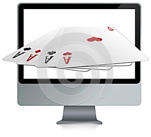 Computer with online card games photo