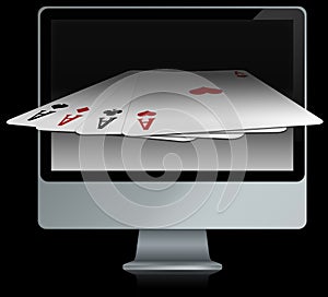 Computer with online card games photo